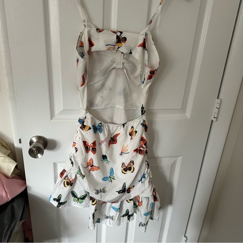 White Insect Mini Dress - Picture 4 of 10